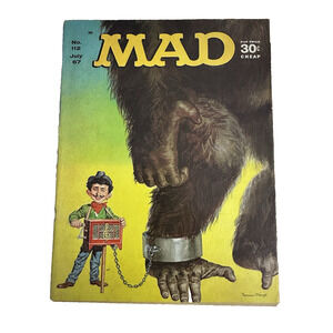 Mad Magazine No.112 July 1967 USA Humor/Satire Organ Grinder Kong Cover VTG-Good